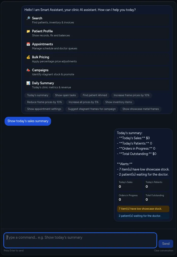 Lenzi AI assistant in Lenzic answering a sales summary request in English